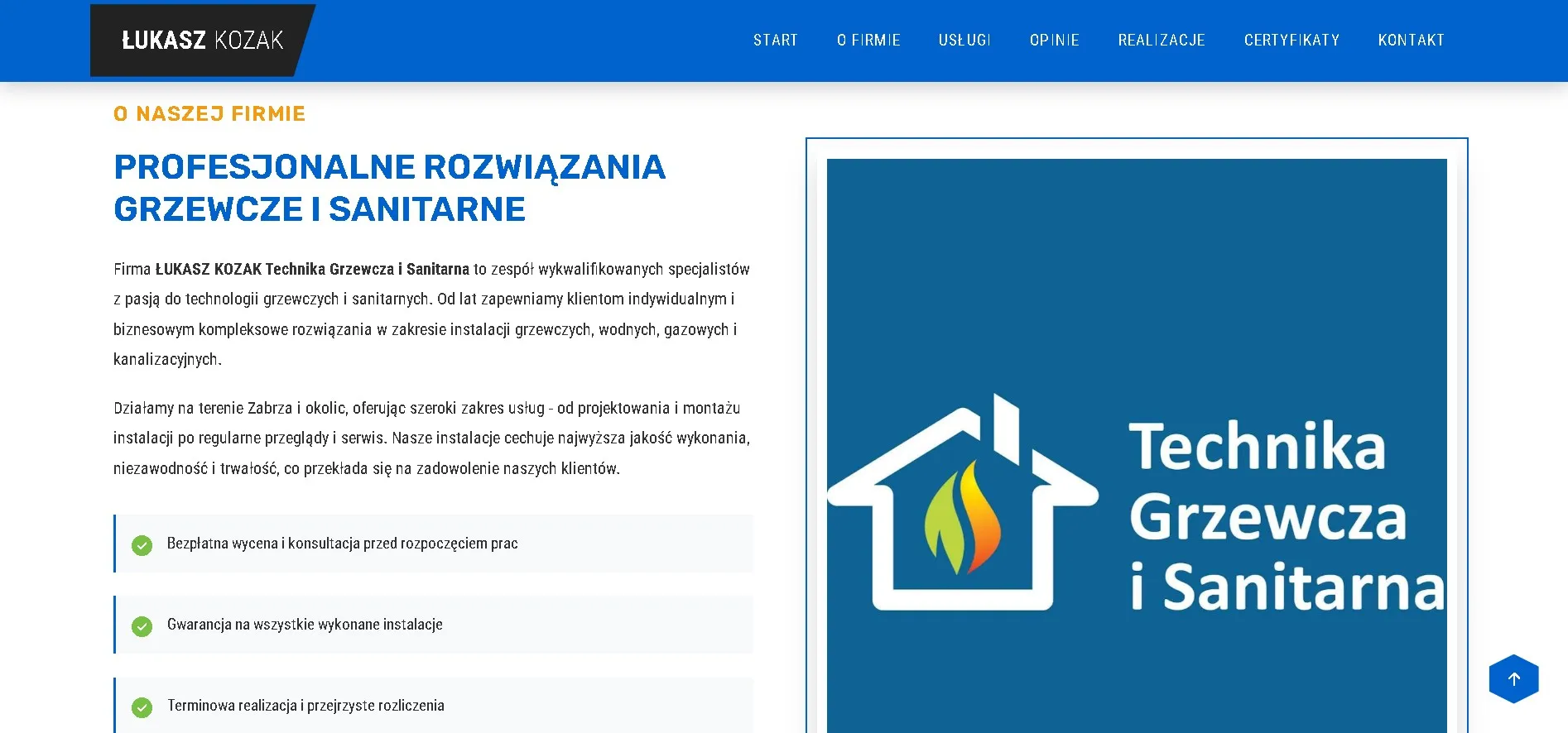 Strona wizytówka firmy usługowej